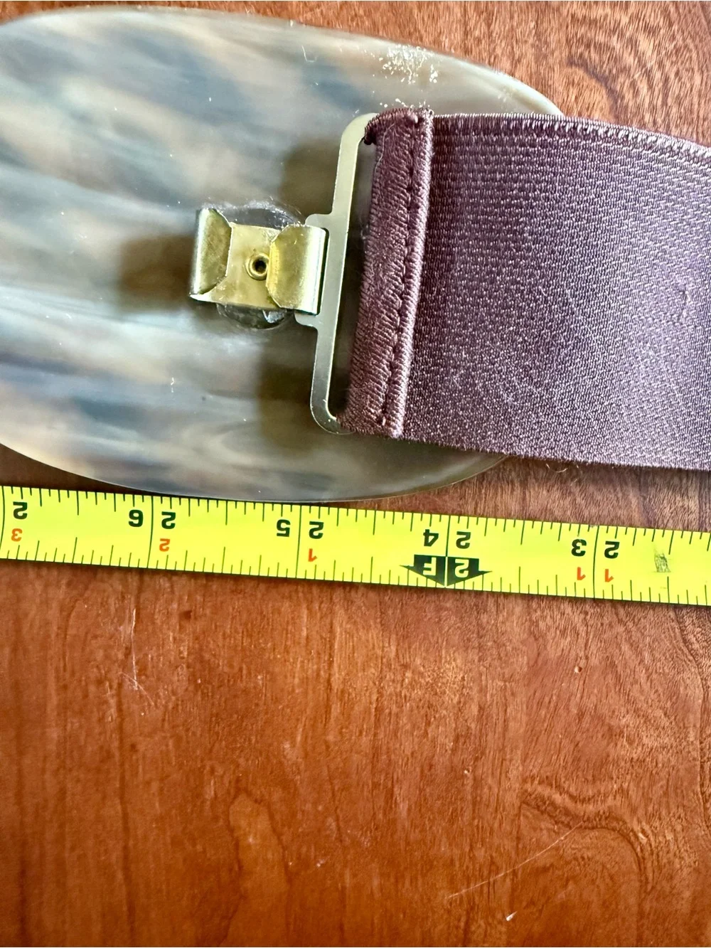 Vintage Brown Stretch Belt with Marbled Tortoiseshell Resin Buckle